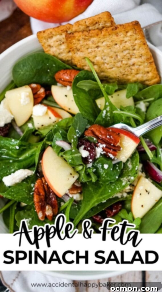 This Apple Feta Spinach Salad is crunchy, sweet and tangy with a homemade maple vinaigrette. It’s so simple to make and is always a crowd pleaser! I never end up with any left. 