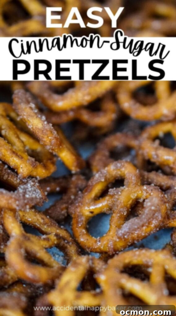 Golden Cinnamon Knots 9 This ridiculously easy cinnamon sugar pretzel recipe yields sweet, cinnamon sugar coated, crunchy pretzels for a sweet and salty snacking combo that you’ll love. Best of all, this recipe just takes a few ingredients and a few minutes in the microwave making it a perfect kid friendly cooking recipe.