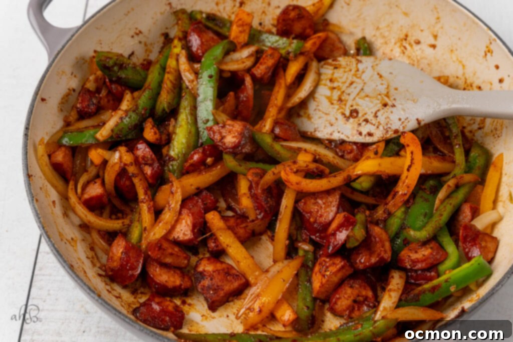 The seasoning is added to the pot and stirred.