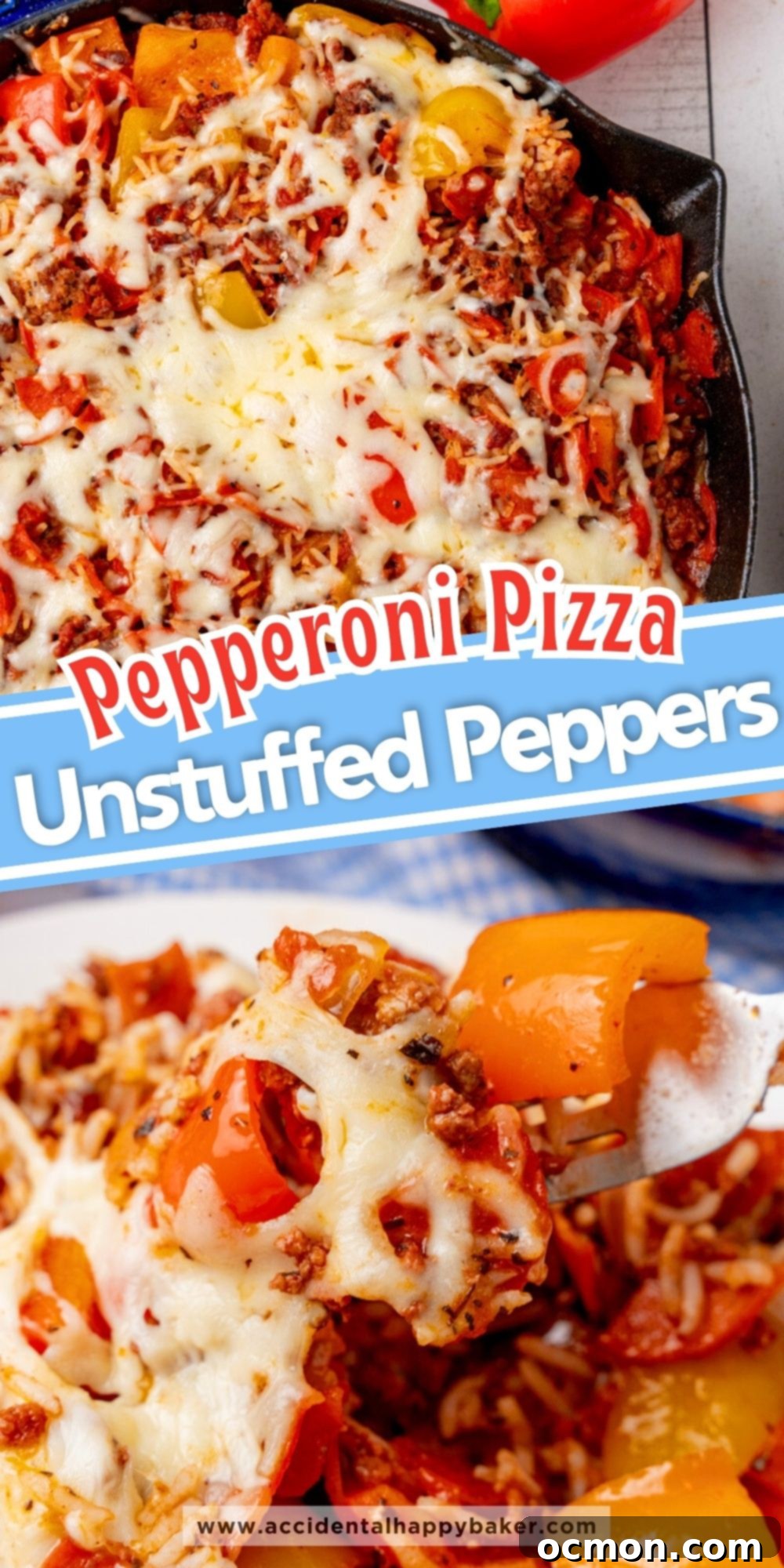Skillet Pizza Peppers 8 This Pizza Unstuffed Peppers Skillet is a quick and easy weeknight dinner recipe that's made in one skillet! If you love stuffed peppers, but are a lazy cook (like me) then you'll love this deconstructed version. With ground beef, pepperoni, bell peppers, tomato sauce, rice and cheese, it makes a hearty dinner recipe that even your kids will love.