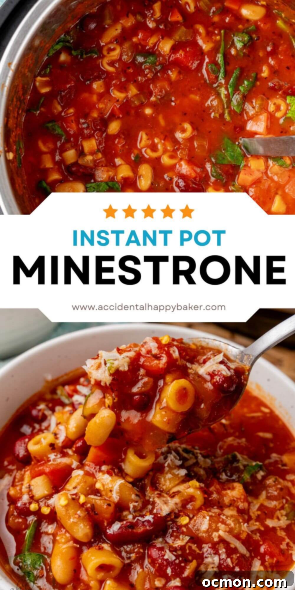 A vibrant and hearty Instant Pot Minestrone soup, featuring perfectly cooked pasta and a colorful blend of vegetables in a rich tomato broth. This recipe is designed for quick and easy preparation in a pressure cooker.