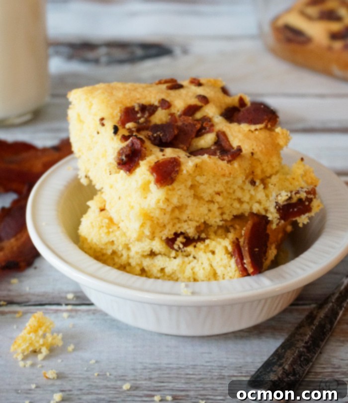 Sweet & Savory Maple Bacon Cornbread 6 Maple Bacon Cornbread. Sweet and savory maple bacon cornbread, a simple twist on cornbread mix that takes 25 minutes.