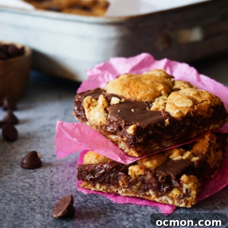 Decadent Chocolate Revelry Bars 5 Chocolate Revel Bars, a delicious oatmeal and chocolate cookie bar recipe.