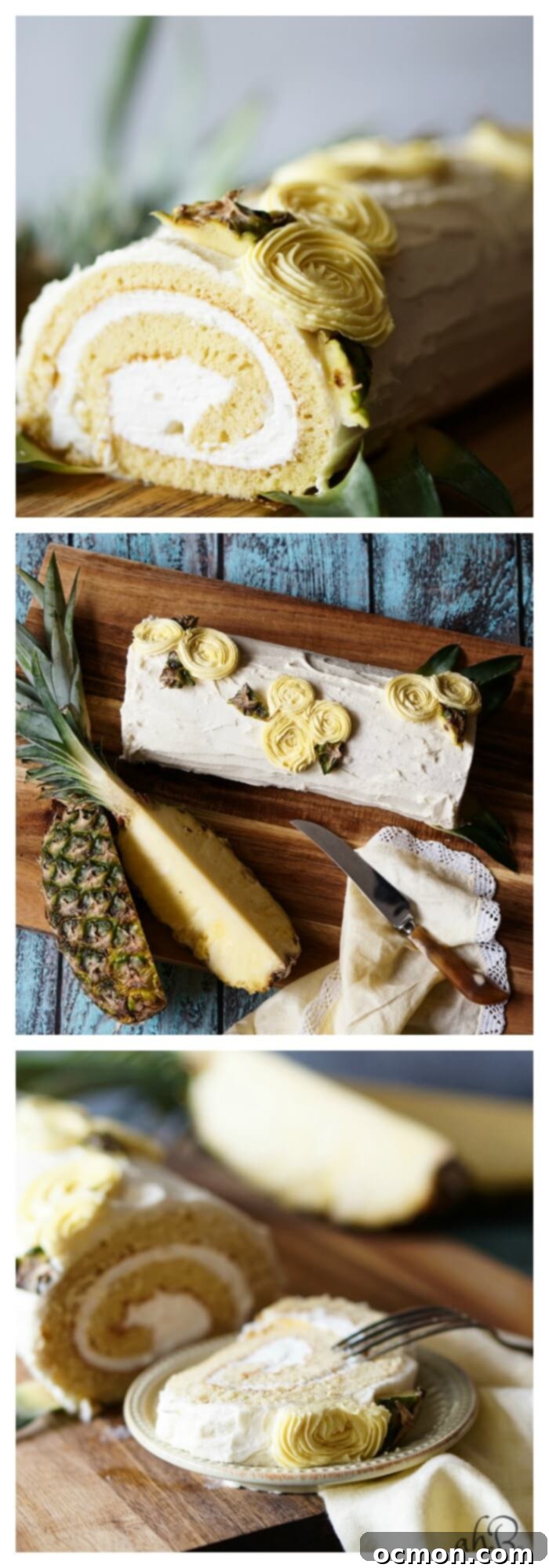 Pina Colada Swiss Cake Roll - A perfect tropical dessert