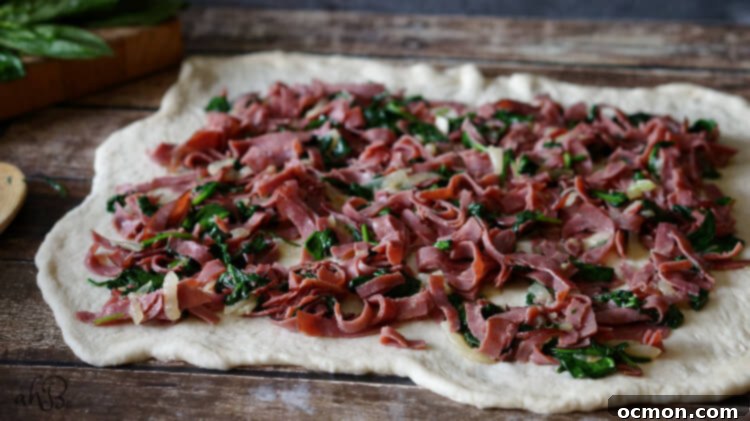 Preparation shot of Roast Beef and Gouda Rolls ingredients