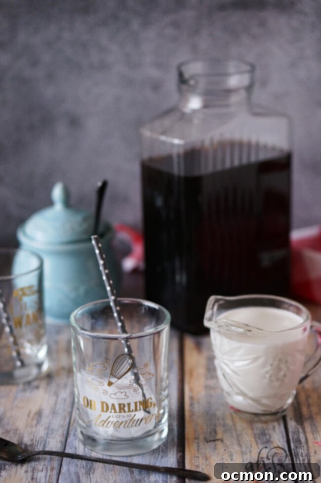 Pitcher Perfect Iced Coffee 3 3 simple steps and you’ve got a pitcher of delicious iced coffee to last you the week! Say goodbye to expensive, over sweetened commercial iced coffee with this easy DIY recipe found on www.accidentalhappybaker.com @AHBamy