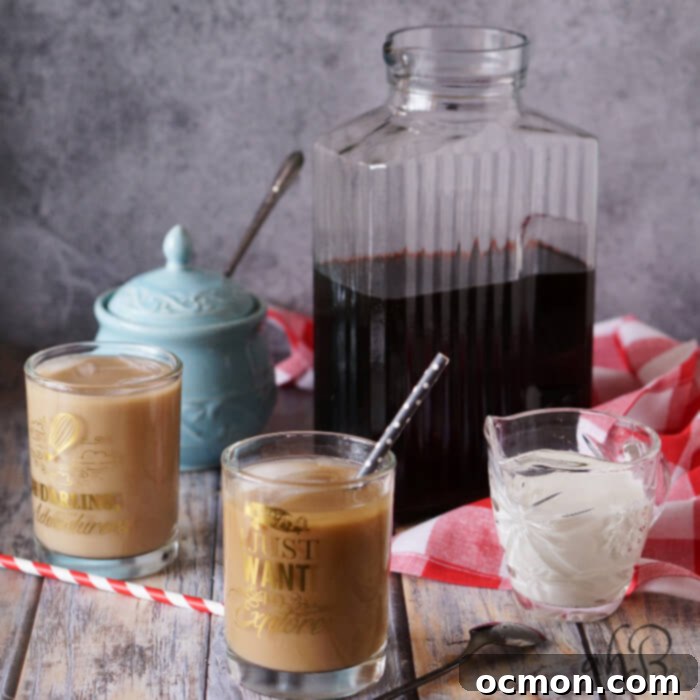 Pitcher Perfect Iced Coffee 5 3 simple steps and you’ve got a pitcher of delicious iced coffee to last you the week! Say goodbye to expensive, over sweetened commercial iced coffee with this easy DIY recipe found on www.accidentalhappybaker.com @AHBamy