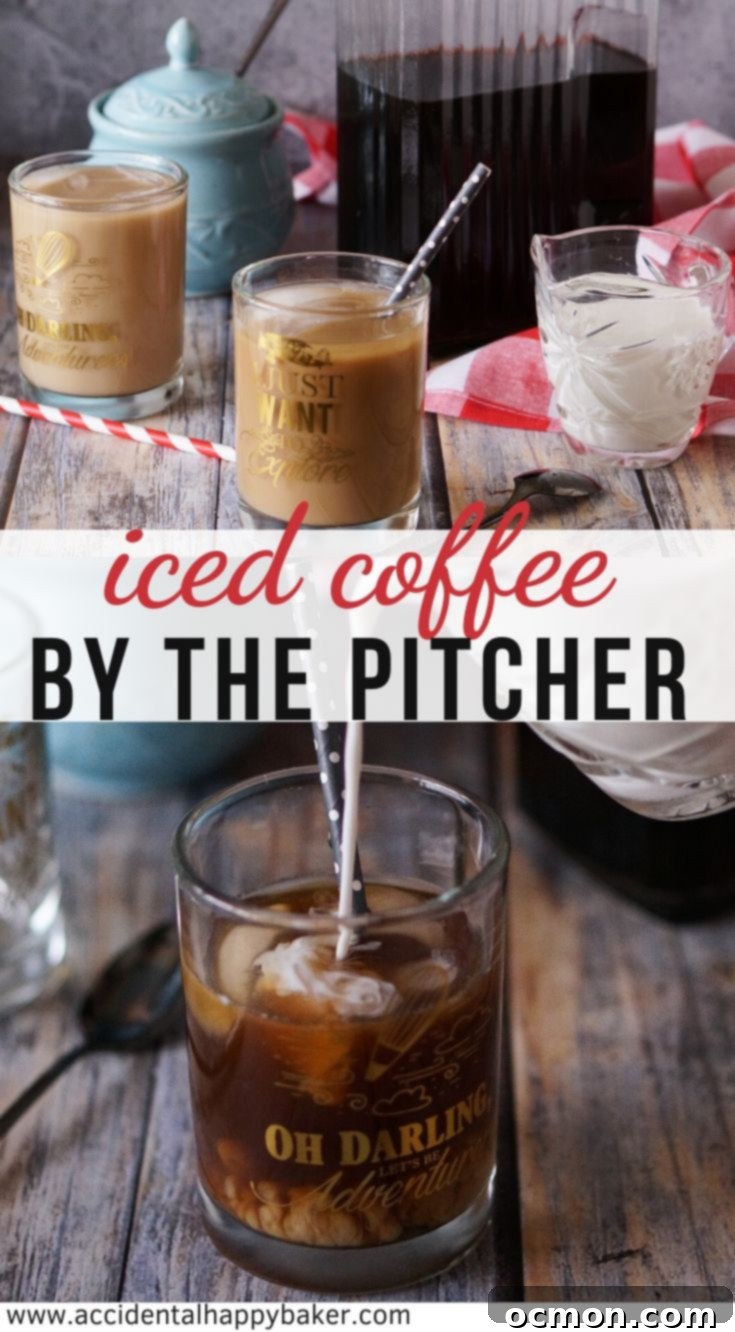 Pitcher Perfect Iced Coffee 7 3 simple steps and you’ve got a pitcher of delicious iced coffee to last you the week! Say goodbye to expensive, over sweetened commercial iced coffee with this easy DIY recipe. #icedcoffee