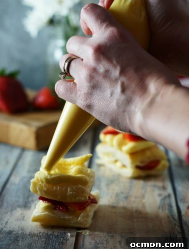 Tray of Strawberry Napoleons ready to be assembled.
