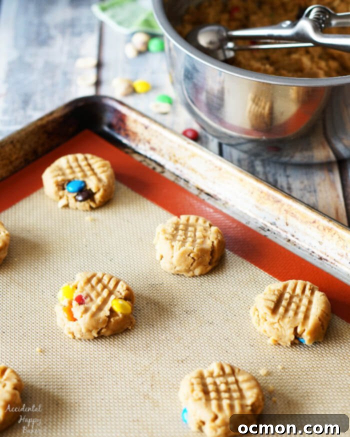 Stack of freshly baked Chunky Peanut Butter Cookies