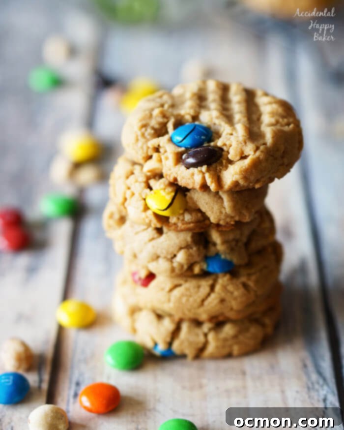 Chunky Peanut Butter Cookies, some with fork marks