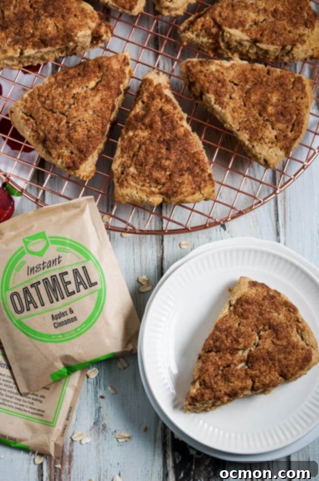 Instant Oatmeal Scones on a cooling rack. 
