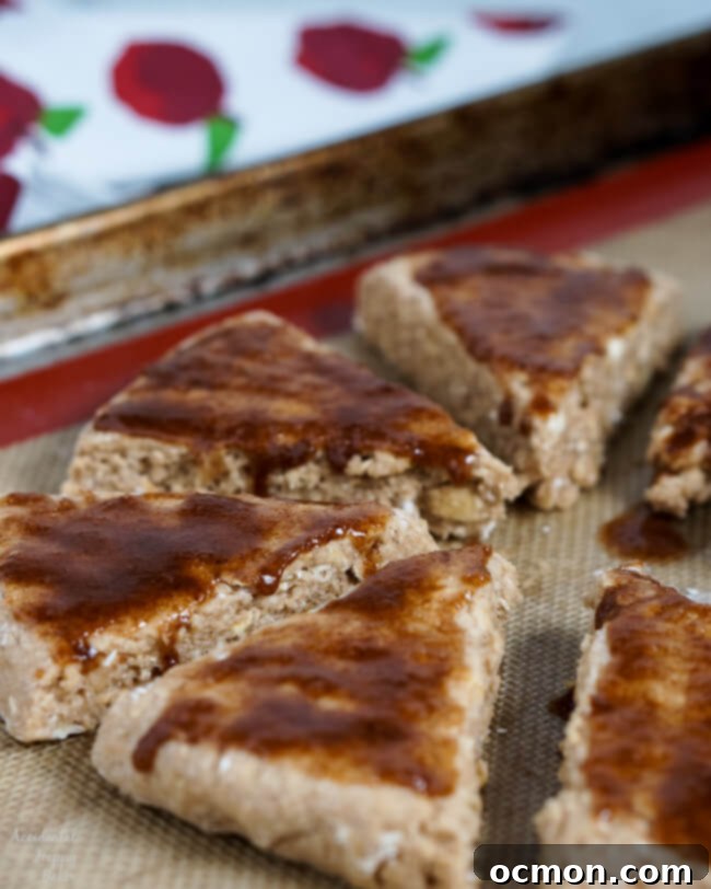Quick Oatmeal Scones 6 A cinnamon and sugar topping is added before baking.