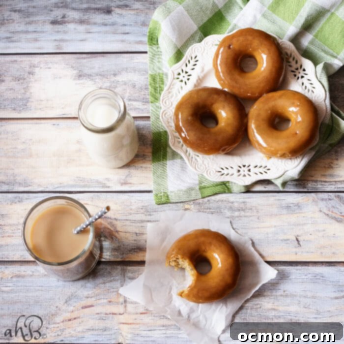 Zesty Orange Donuts with Velvety Chocolate Glaze 9 Moist banana bread-like donut dipped in a gorgeous buttery dark caramel glaze that sets up so pretty, with a pinch of salt to even out the sweetness. Recipe on www.accidentalhappybaker.com @AHBamy