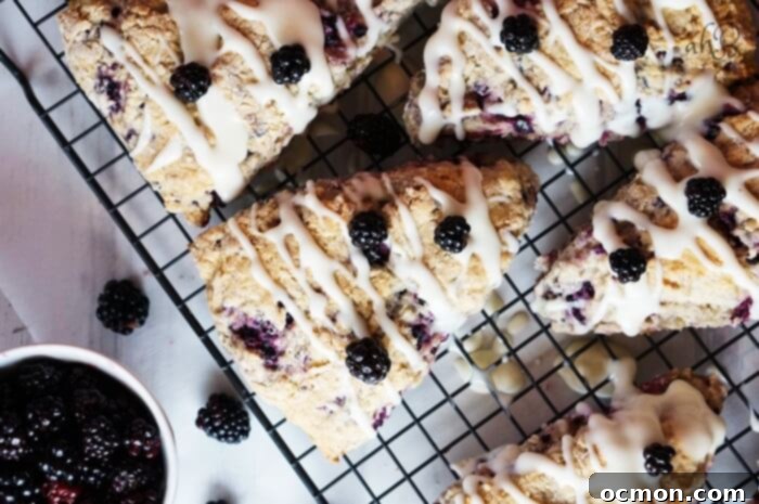 Decadent Blackberry Cream Cheese Scones 7 Tender and flaky Blackberry Cream Cheese Scones with a rich glaze