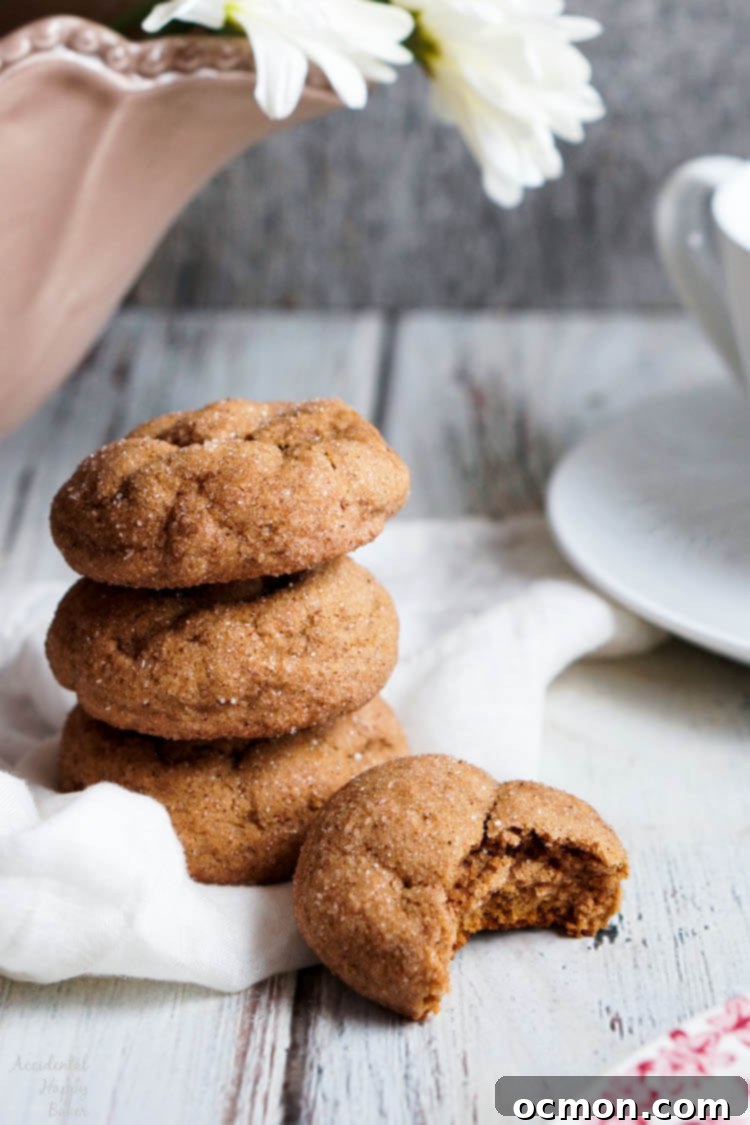 A stack of delicious pumpkin gingersnap cookies, ready to be enjoyed.