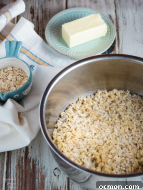 A bowl of oats soaking in boiling water