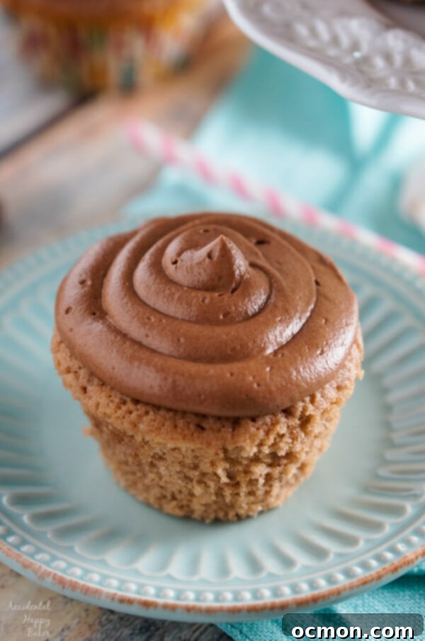 Delicious Spiced Nutella Cupcakes with chocolate whipped Nutella frosting