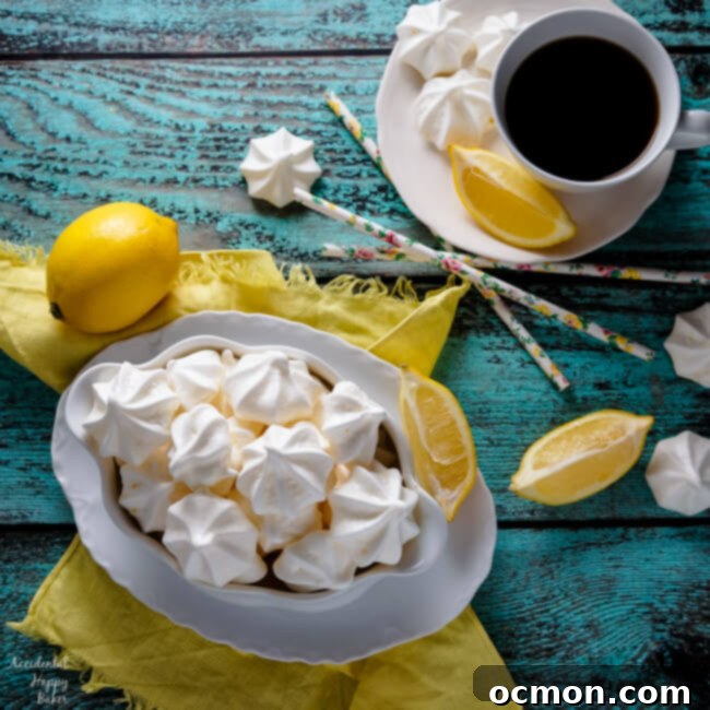 A bowl of lemon meringue kiss cookies