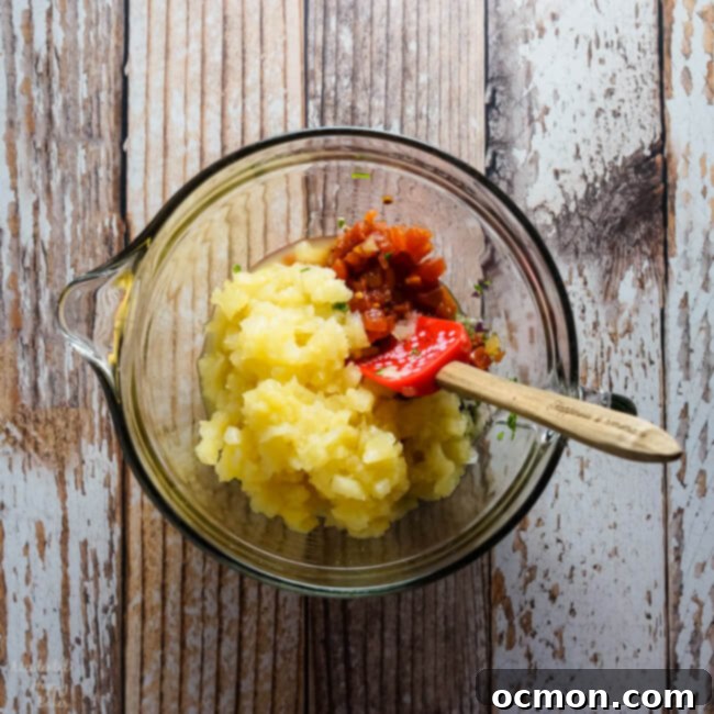 Close up of Easy Pineapple Salsa ingredients in a bowl