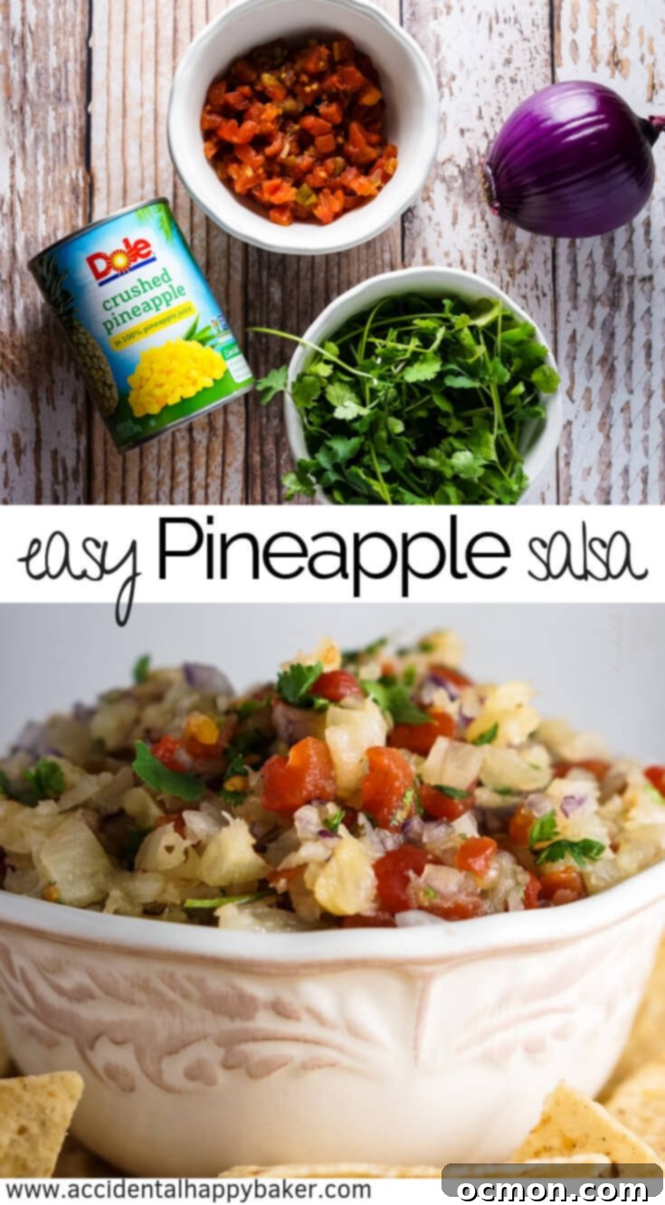 Pinterest graphic for Easy Pineapple Salsa recipe
