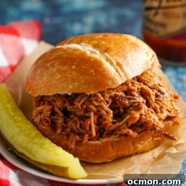 A root beer pulled pork sandwich. 