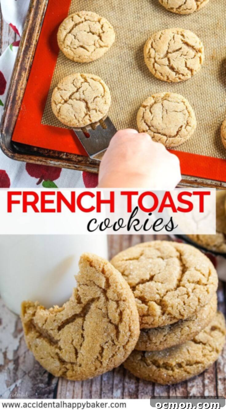 Chewy French Toast Cookie Bliss 8 A beautifully arranged vertical shot of French toast cookies, perfect for pinning.