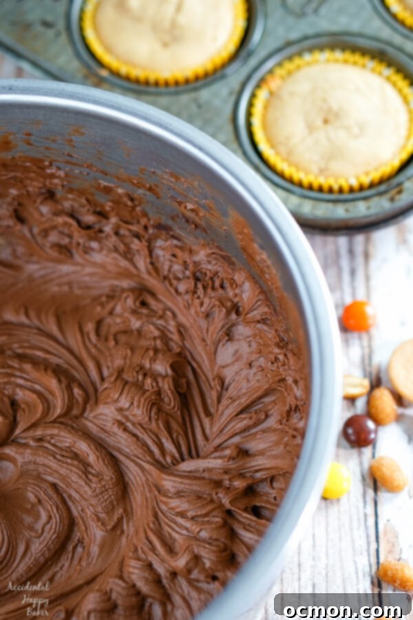 Hoot-Worthy Peanut Butter Chocolate Cupcakes 4 Three decorated peanut butter chocolate owl cupcakes arranged on a serving plate, highlighting the deliciousness and decorative elements.