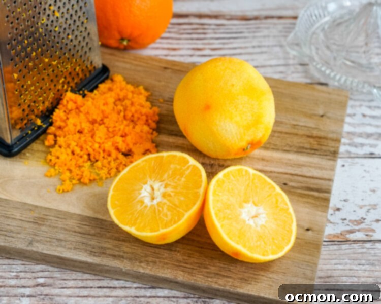 Citrus Spice Pull-Apart Bread 5 Two zested oranges on a cutting board.