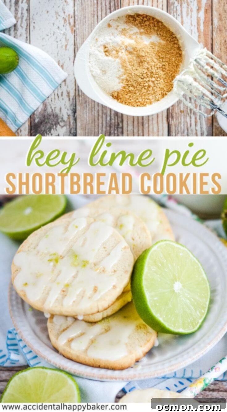 Key Lime Pie Shortbread Cookies have all the components of Key Lime Pie in cookie form, even down to crust! Like taking a bite of Florida sunshine. #keylimepie #shortbreadcookies #cookierecipe #accidentalhappybaker