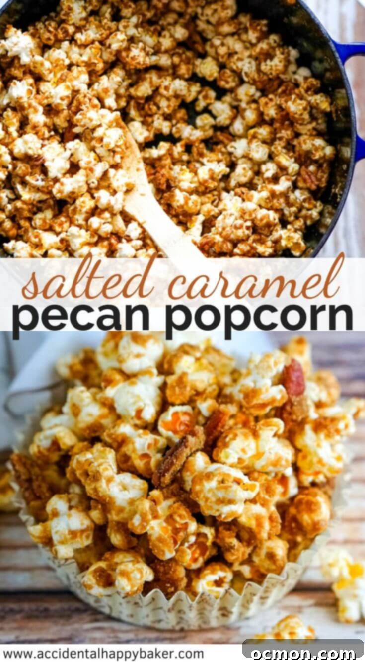Buttery dark caramel with a touch of salt makes the perfect candy coating for popcorn and pecans.