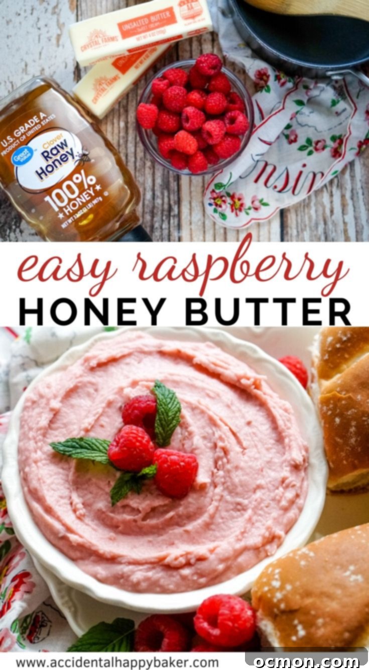 Whipped Raspberry Honey Butter 9 Only 3 ingredients and a few minutes to make this deliciously creamy and sweet homemade raspberry honey butter, showcased beautifully for pinning.