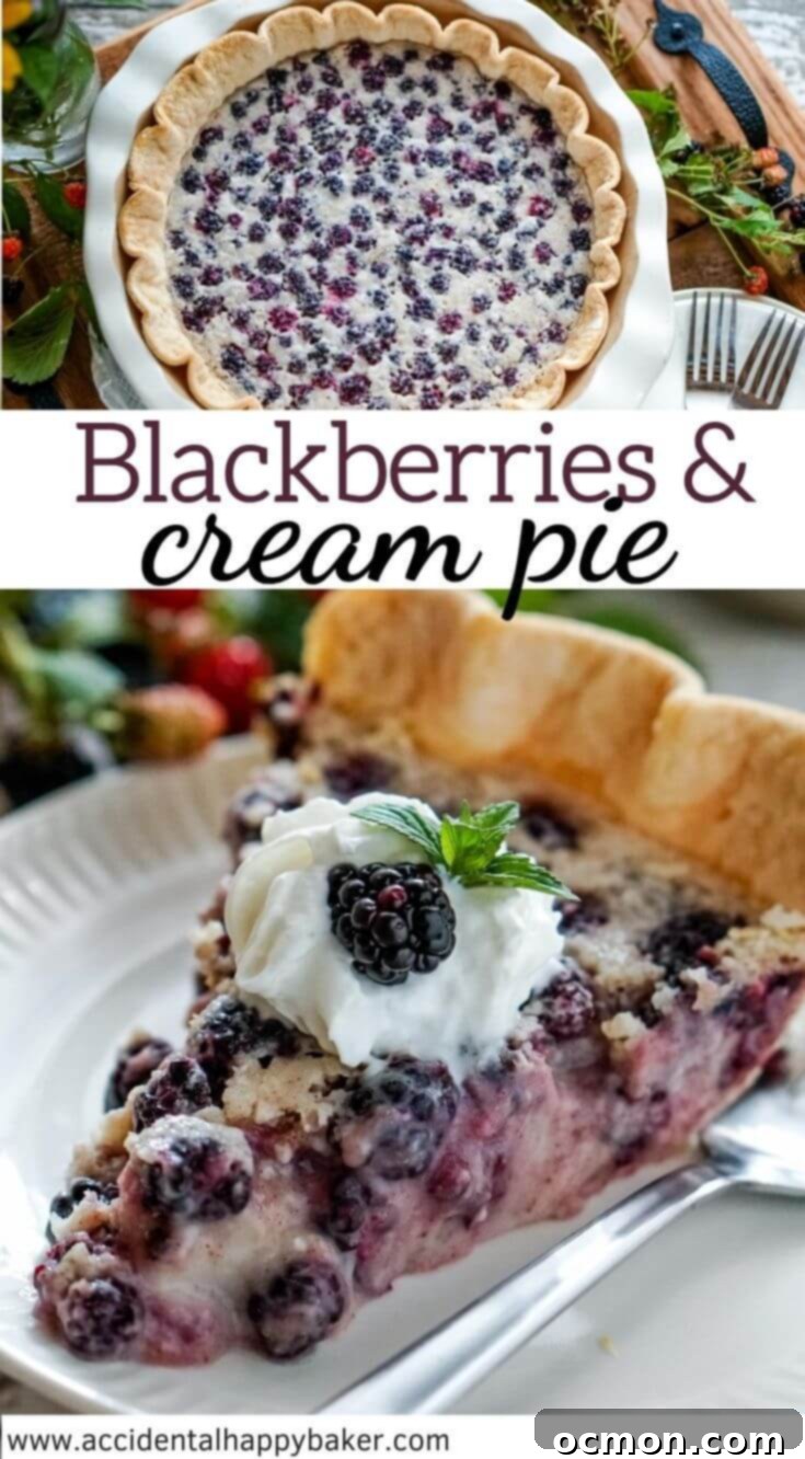 Luscious Blackberry Cream Pie 9 Simple ingredients shine in this unbelievably easy, creamy and decadent blackberries and cream pie recipe. An old fashioned dessert you’ll add to your keeper box!