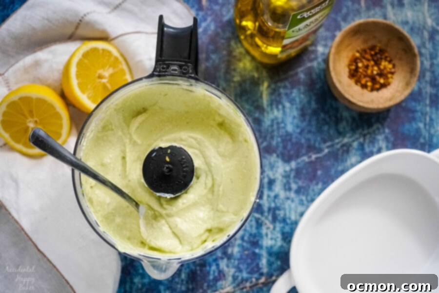 Bright Lemon Feta Dip 4 The dip after it's been blended in the food processor.