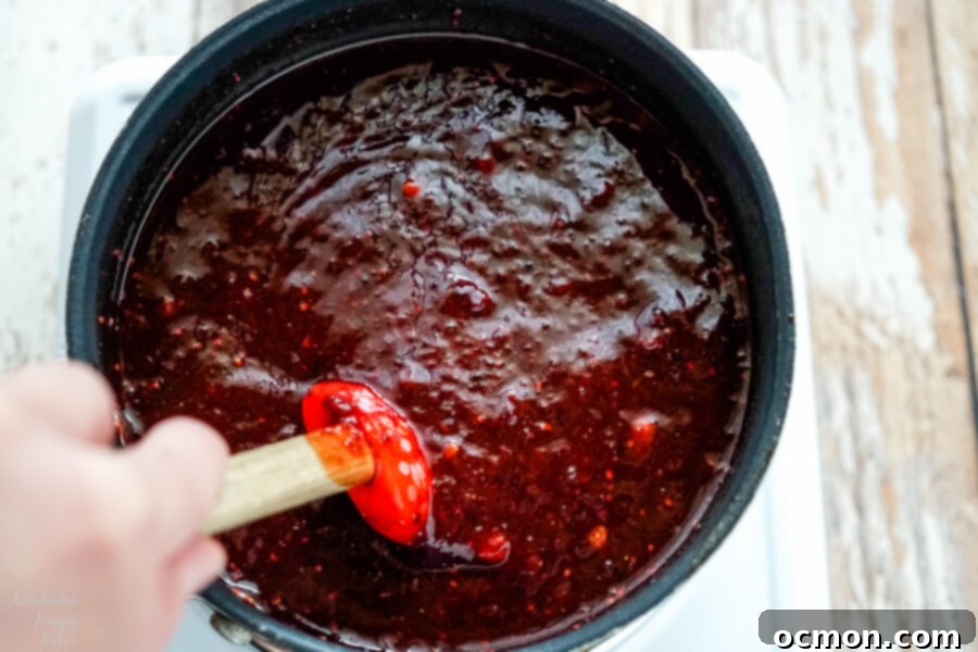 The sauce is simmered in a sauce pan for 10-15 minutes. 