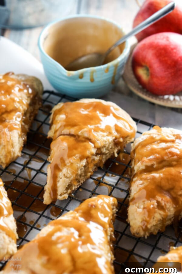 Delicious Caramel Apple Scones with a sweet glaze, another popular scone recipe