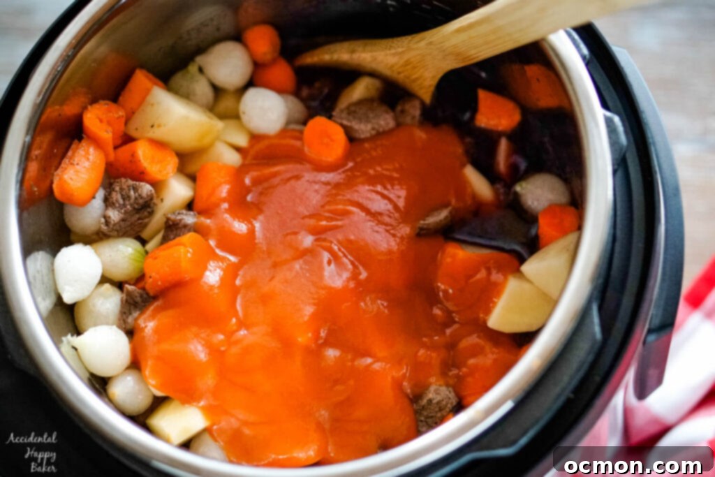 The remaining ingredients are added. 